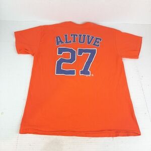 🔥Houston Astros Majestic Orange T Shirt Altuve 27 Adult Size Large  c5